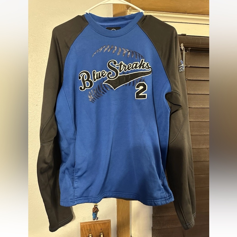 Size M Baseball Jersey Long Sleeve “Blue Streaks #2” X-Grain